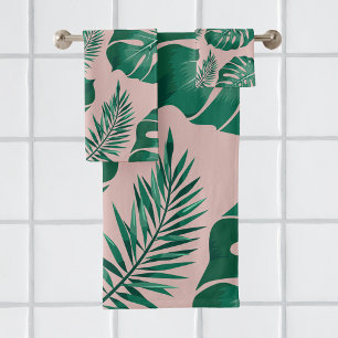 Feuilles Pink & Green Palm sans couture Motif