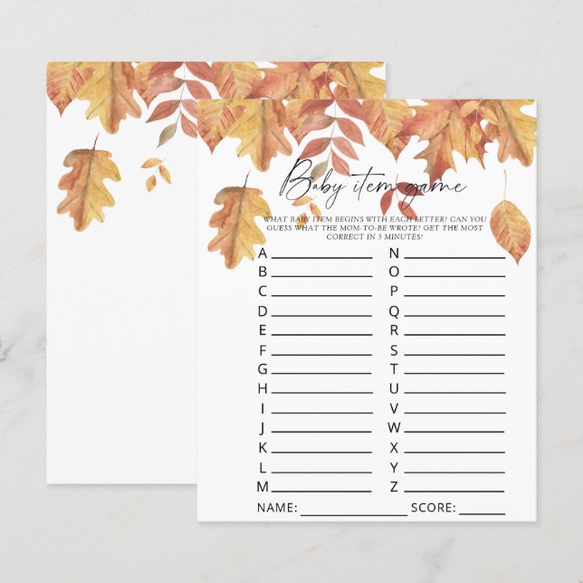 Feuilles qui tombent - Jeu d'objets pour bébé. Jeu (Devant / Derrière)
