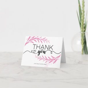 Feuilles roses Carte de remerciements pour toute o