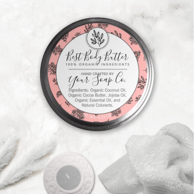 Feuilles Roses de Blush Scrub à sucre / Étiquette  (Créateur téléchargé)