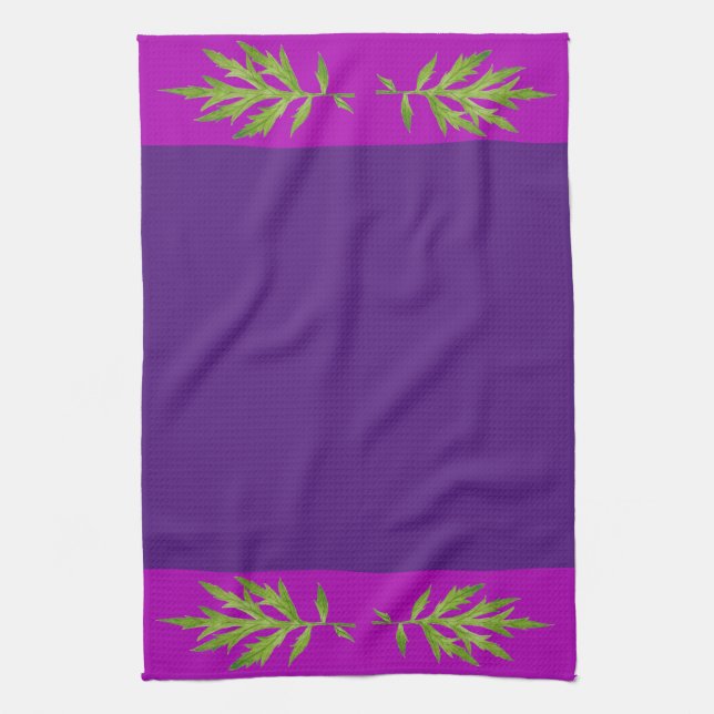 Feuilles sauvages sur une serviette de cuisine (Vertical)