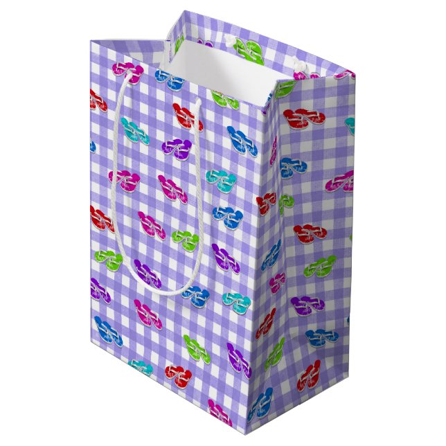 Feuilles sur En vichy sac cadeau moyen (Dos Angle)