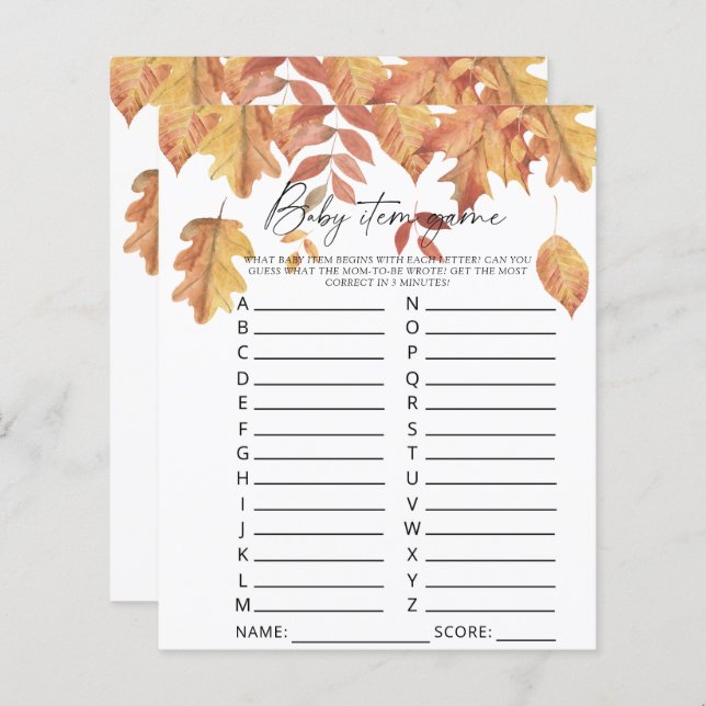 Feuilles tombantes - Jeu d'objets pour bébé. Jeu d (Devant / Derrière)