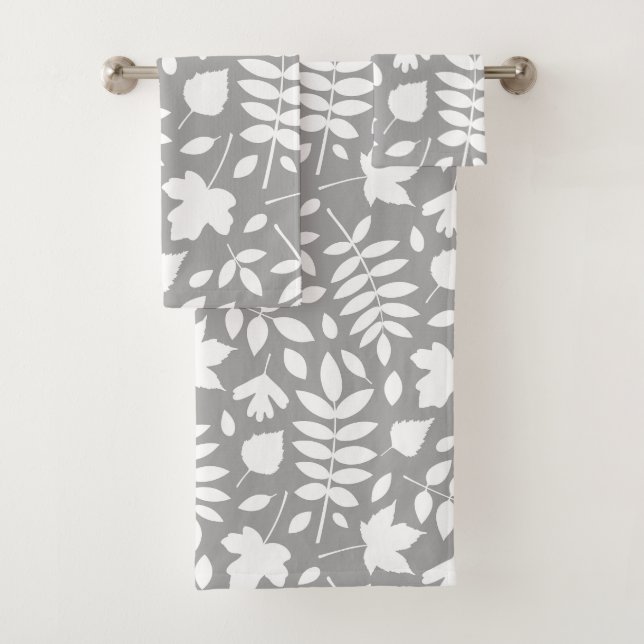 Feuilles tombés Lg Motif blanc sur gris (En situation)