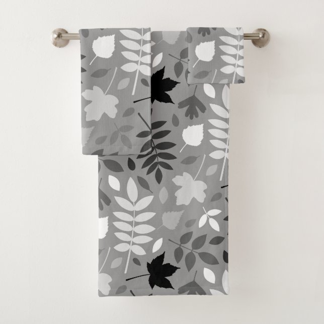 Feuilles tombés Lg Motif Monochrome sur Grey (En situation)