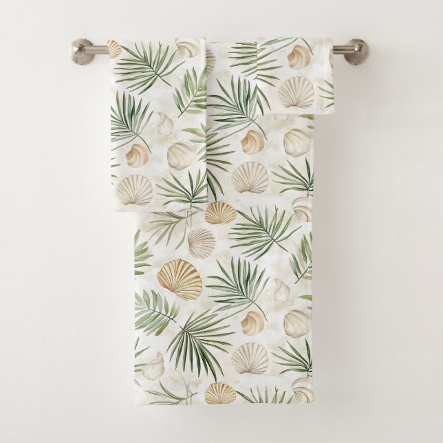 Feuilles tropicales coquillages de plage (En situation)