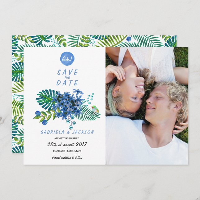 Feuilles Tropicales des Tropiques | Carte Photo En (Devant / Derrière)