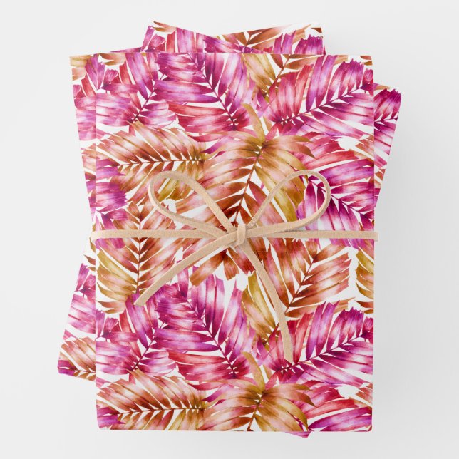 Feuilles tropicales roses (En situation)