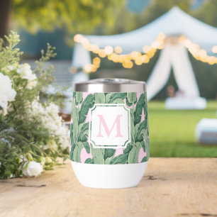 Feuilles tropicales roses et vertes Cabane Monog