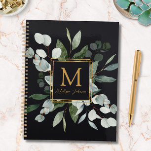 Feuilles tropicales vertes aquarelle Monogramme