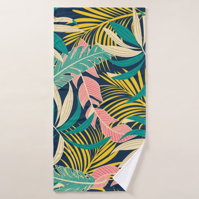 Feuilles tropicaux colorés : motif d'été. (Serviette de bain)