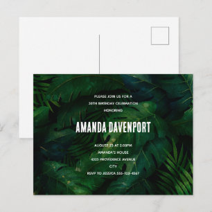 Feuilles tropicaux Dark Green Invitation d'anniver