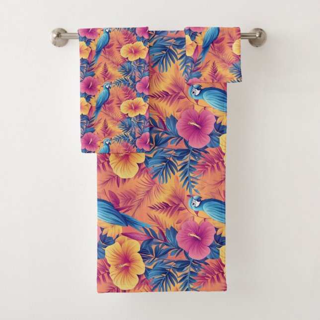 Feuilles tropicaux et perroquets Motif d'été (En situation)