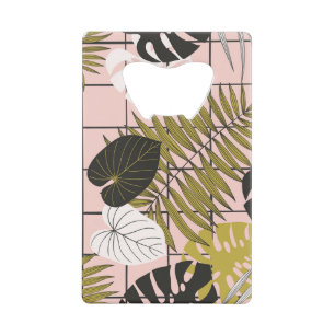 Feuilles tropicaux, fleurs, motif peint à la main.