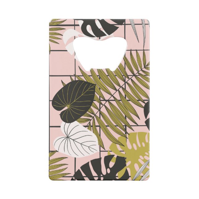 Feuilles tropicaux, fleurs, motif peint à la main. (Devant)