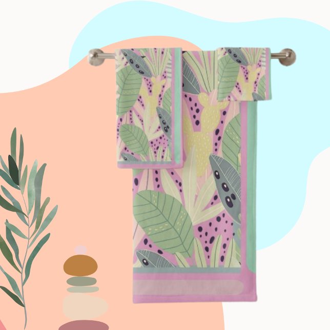 Feuilles tropicaux Turquoise, Vert, Rose, Couleurs (Créateur téléchargé)