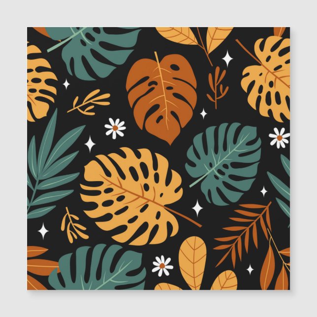 Feuilles tropicaux : Vintage foncé sans couture. (Devant)