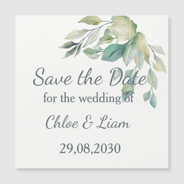 Feuilles Vert Sauge Simplicité Végétale Mariage (Devant)