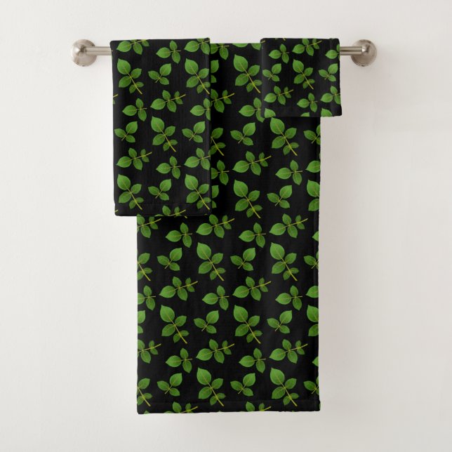 Feuilles vertes chic sur fond noir (En situation)
