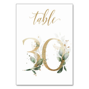 Feuilles Vertes Or Table 30, Numéro de Table