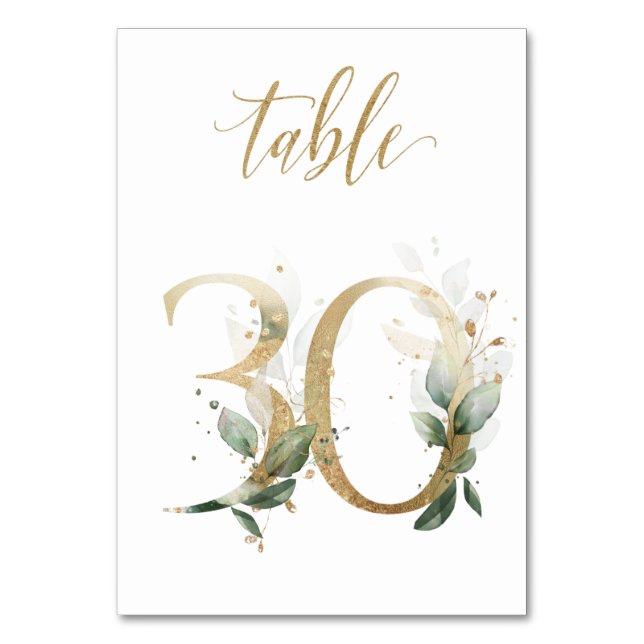 Feuilles Vertes Or Table 30, Numéro de Table (Par défaut)