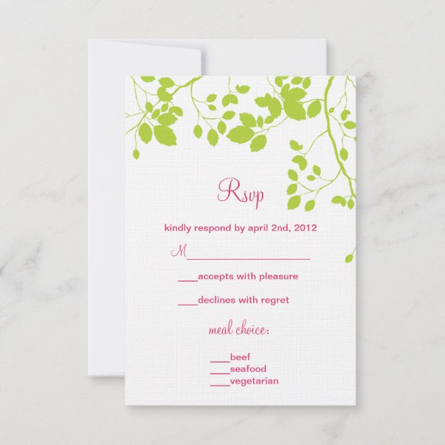 Feuilles verts - cartes rsvp (Devant)