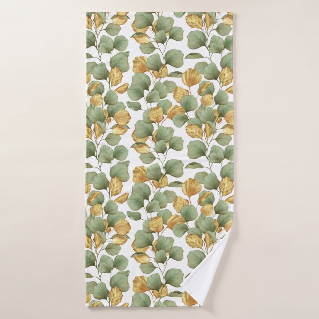 Feuilles verts et or. Motif (Serviette de bain)