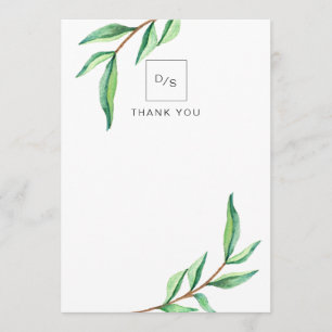 Feuilles verts minimalistes sur le Merci Mariage b