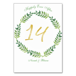 Feuilles verts romantiques - carte de table Mariag