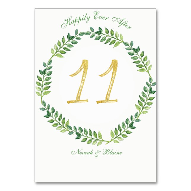 Feuilles verts romantiques - carte de table Mariag (Par défaut)