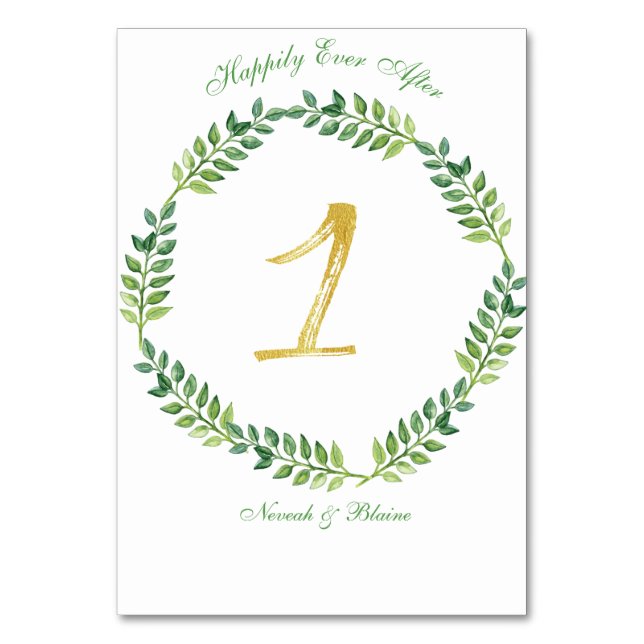 Feuilles verts romantiques - Mariage carte de tabl (Par défaut)