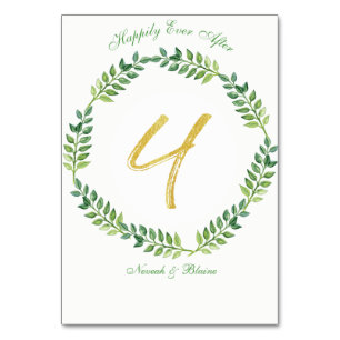 Feuilles verts romantiques - Mariage carte de tabl