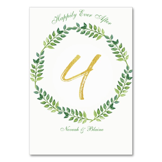 Feuilles verts romantiques - Mariage carte de tabl (Par défaut)
