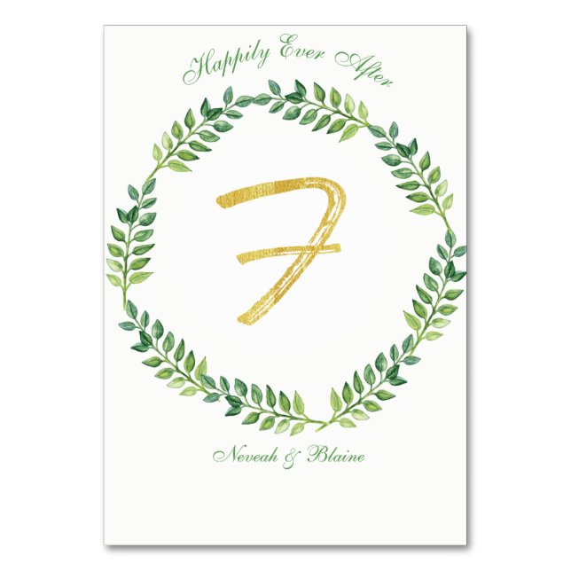 Feuilles verts romantiques - Mariage carte de tabl (Par défaut)