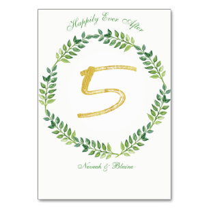 Feuilles verts romantiques - Mariage carte de tabl
