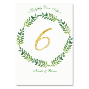 Feuilles verts romantiques - Mariage carte table 6