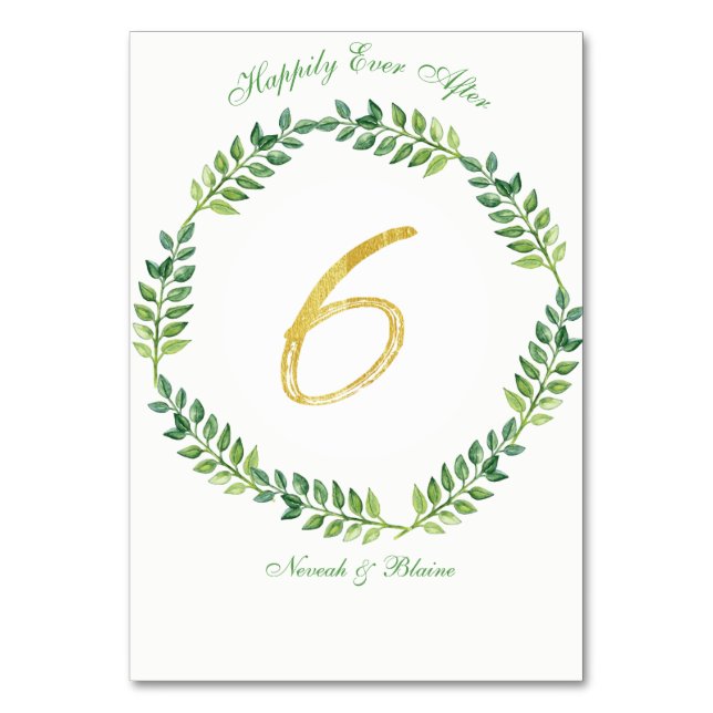 Feuilles verts romantiques - Mariage carte table 6 (Par défaut)