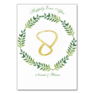 Feuilles verts romantiques - Mariage carte table 8