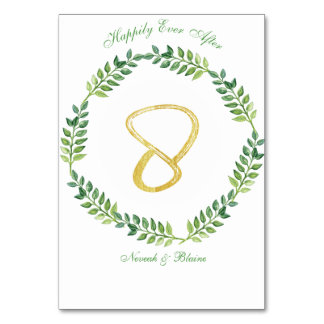 Feuilles verts romantiques - Mariage carte table 8