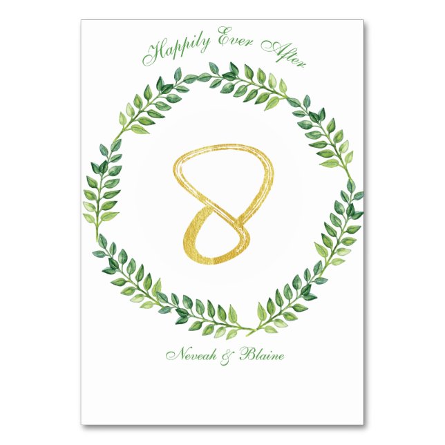 Feuilles verts romantiques - Mariage carte table 8 (Par défaut)