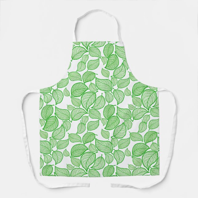Feuilles verts sur tablier tout-en-blanc (Recto)