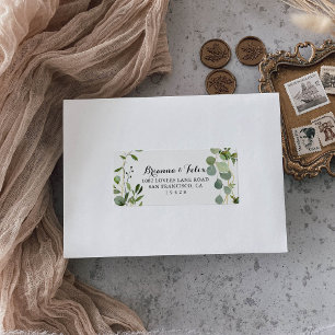 Feuilles verts tropicaux mariage Étiquette de adre