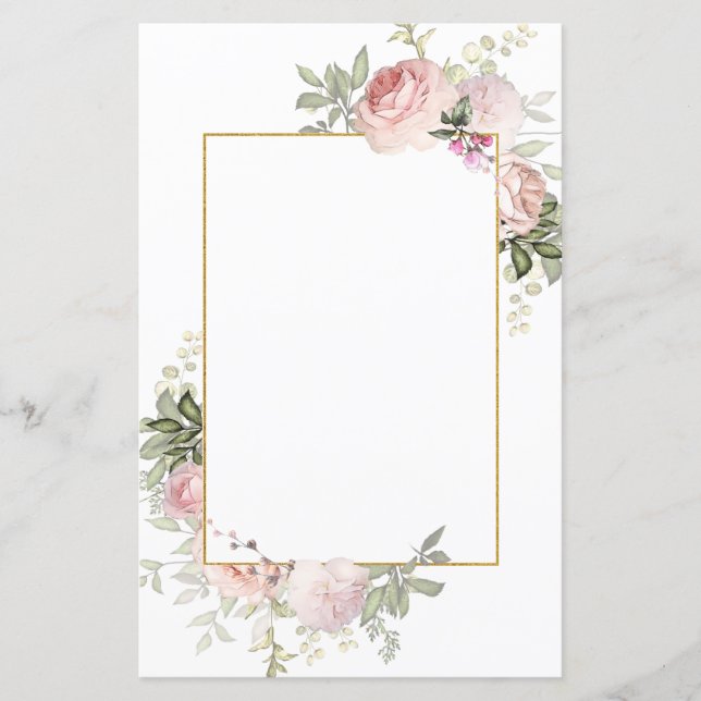 Feuillet de papier floral rose pâle (Devant)