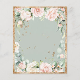 Feuillet de papier floral vert Sage