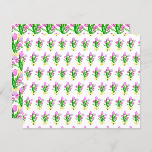 Feuillet de papier tôlerie de fleurs de printemps (Devant / Derrière)