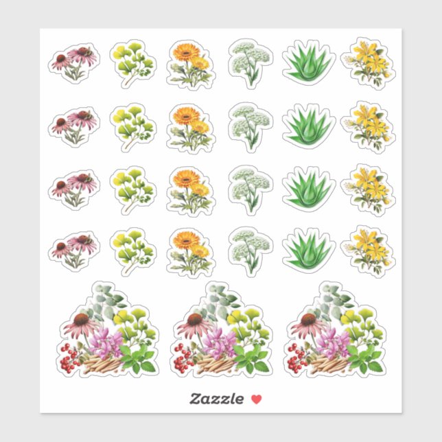 Feuillet Modèle de Stickers en forme de plantes mé (Feuille)