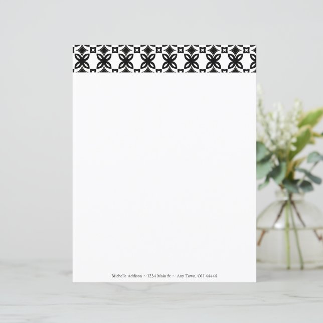 Feuillet papier personnalisé Fleurs Art Déco (Debout devant)