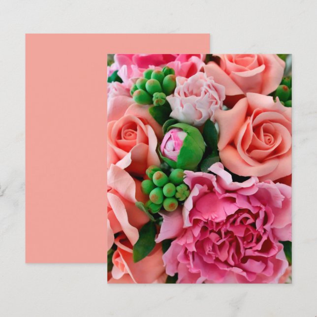 Feuillet papier plat Rose Coral & Tea Rose (Devant / Derrière)