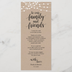 Feux à cordes, Carte de remerciements de réglage d