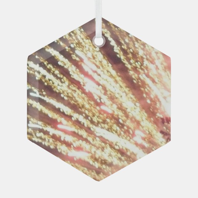 Feux d'artifice 11 ornement hexagone en verre (Recto)